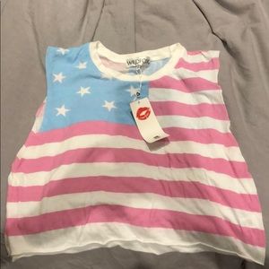 Wildfox US flag crop T